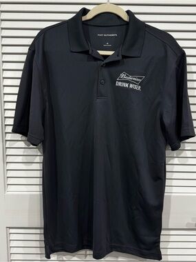 Budweiser Drink Wiser Men’s Polo Medium Dark Gray Port Authority Embroidered